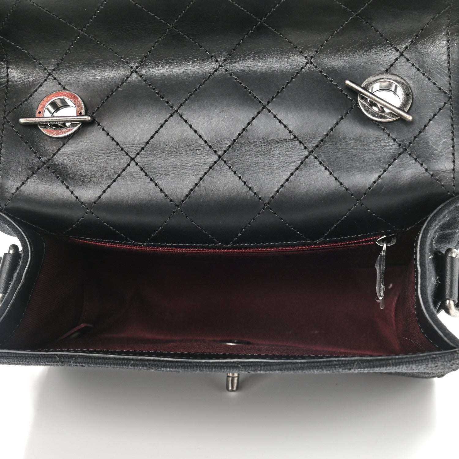 Chanel Canvas Calfskin Quilted 2-Way Flap Black 7 of 11