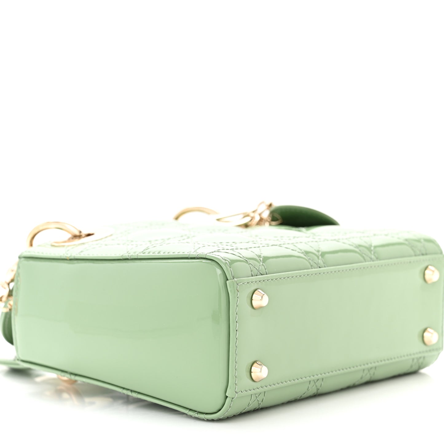 Patent Cannage Mini Lady Dior Mint Green