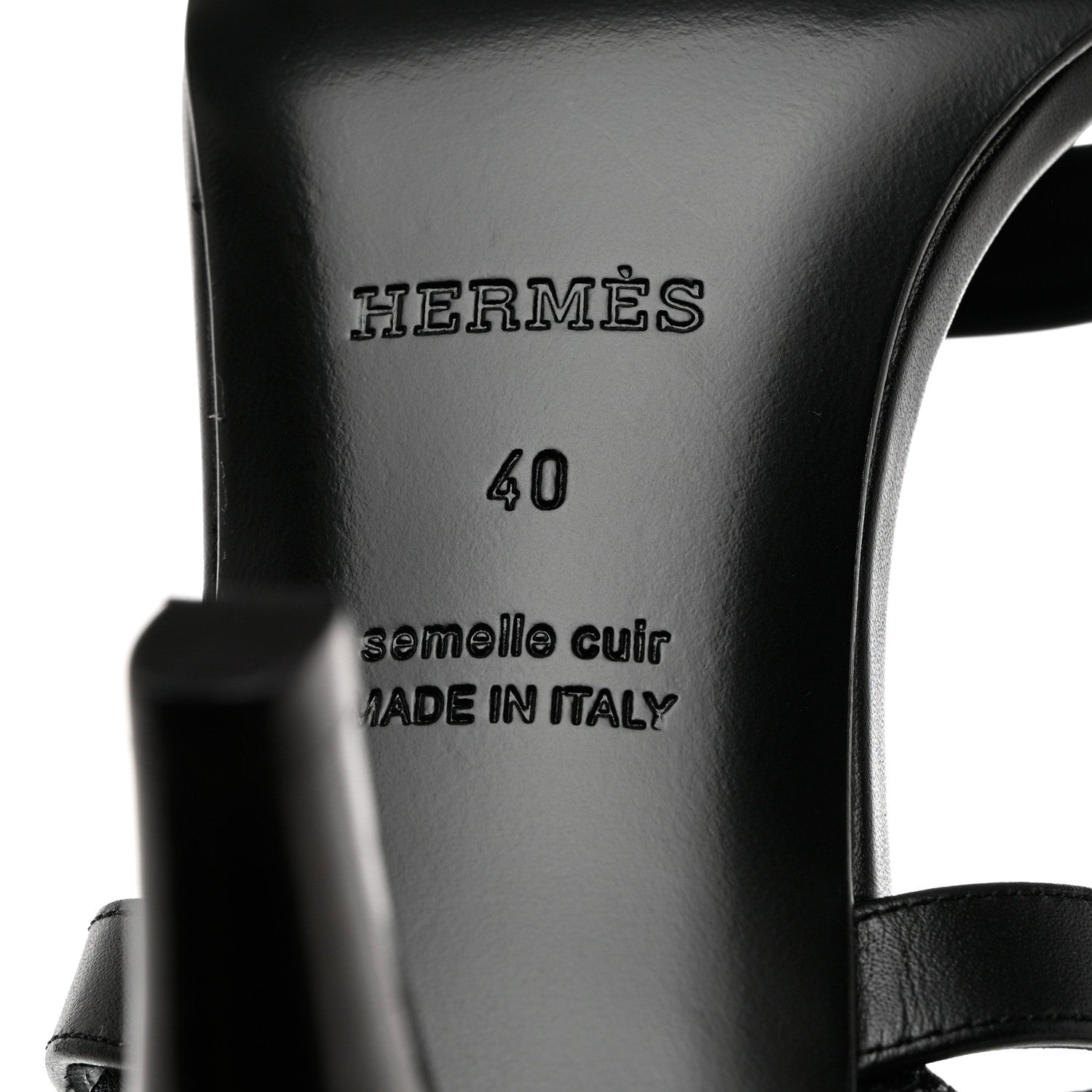 Hermes Calfskin Glamour 75 Sandals 40 Black 8 of 9