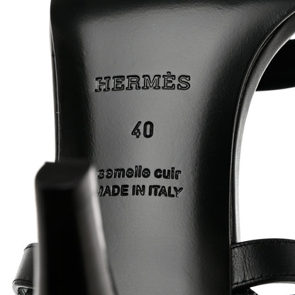 Hermes Calfskin Glamour 75 Sandals 40 Black 8 of 9