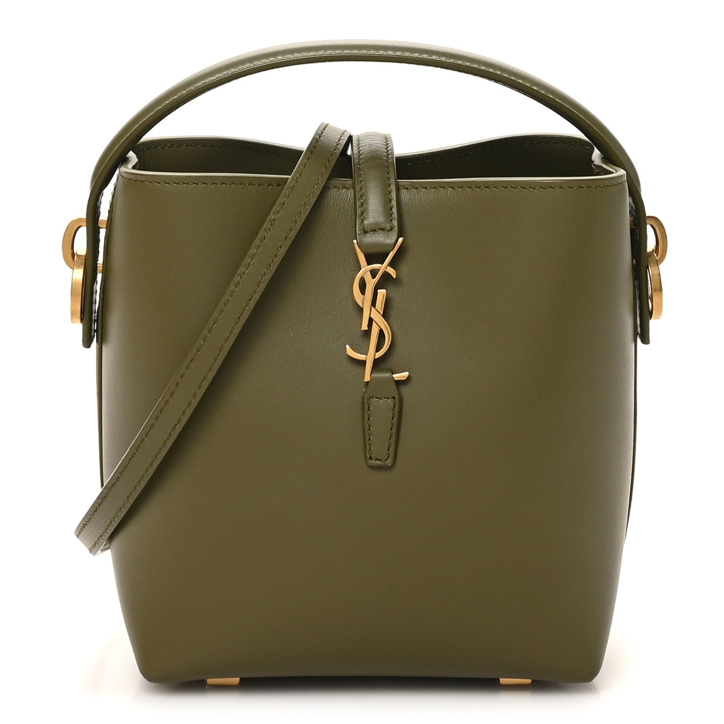 Shiny Calfskin Le 37 Mini Bucket Bag Strong Moss