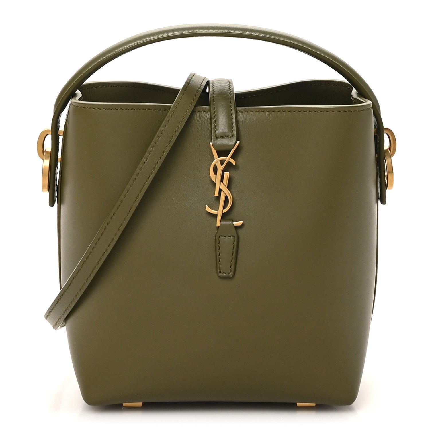 Saint Laurent Shiny Calfskin Le 37 Mini Bucket Bag Strong Moss 1 of 9