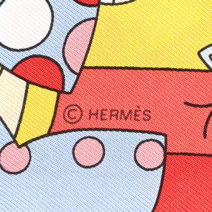 Hermes Silk Les Murmures de la Foret Twilly Rouge Jaune Bleu 4 of 4