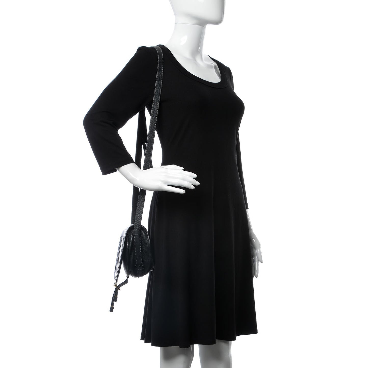 Calfskin Mini Marcie Round Crossbody Bag Black