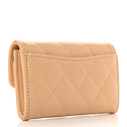 Chanel Caviar Quilted Flap Card Holder Wallet Beige 3 of 9