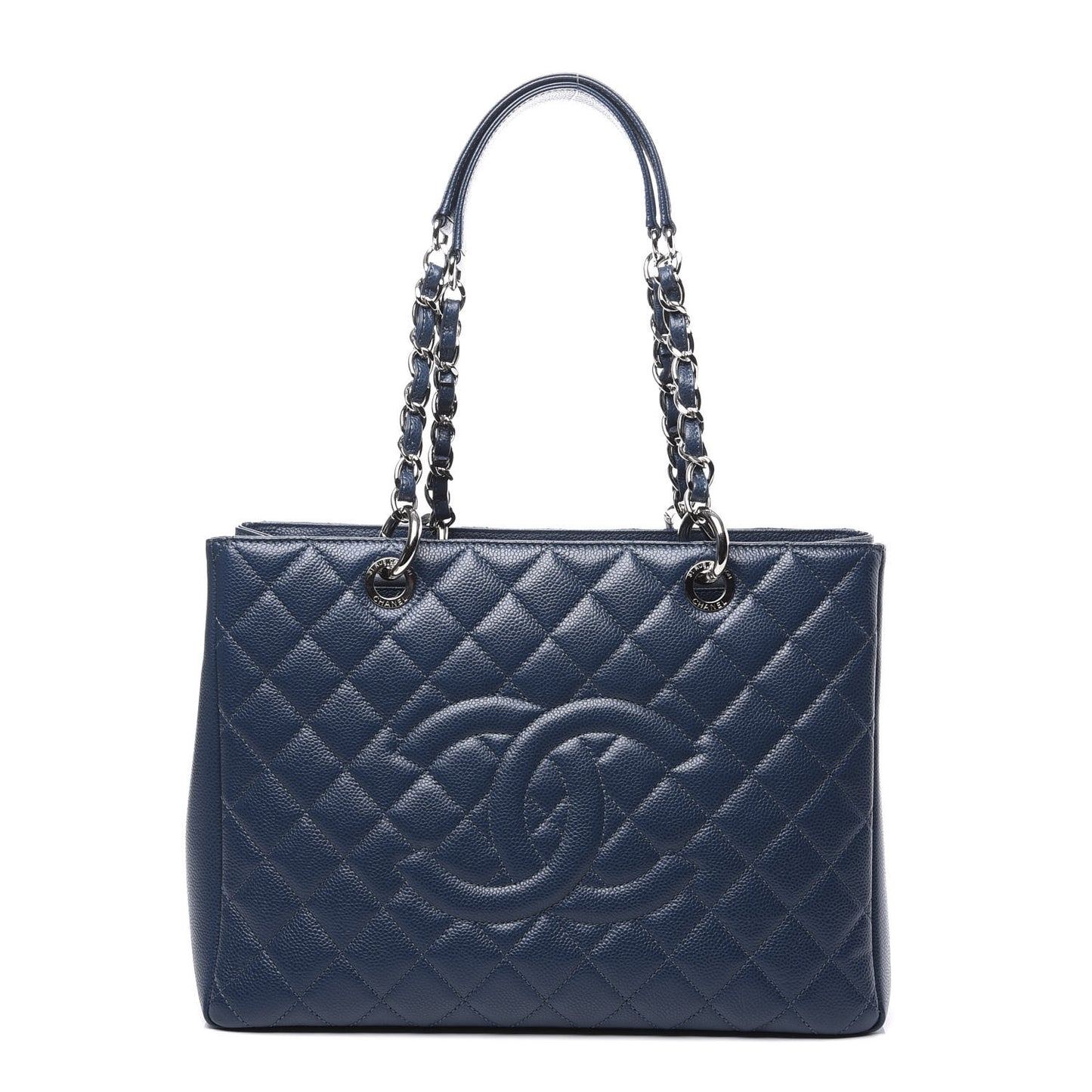 Caviar Quilted Grand Shopping Tote GST Navy Blue