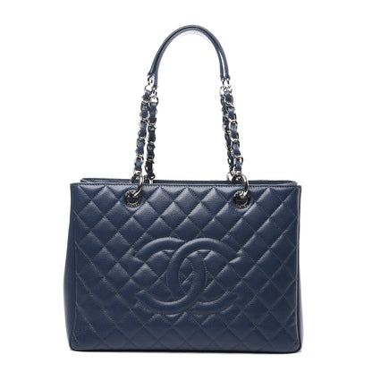 Chanel Caviar Quilted Grand Shopping Tote GST Navy Blue 1 of 10