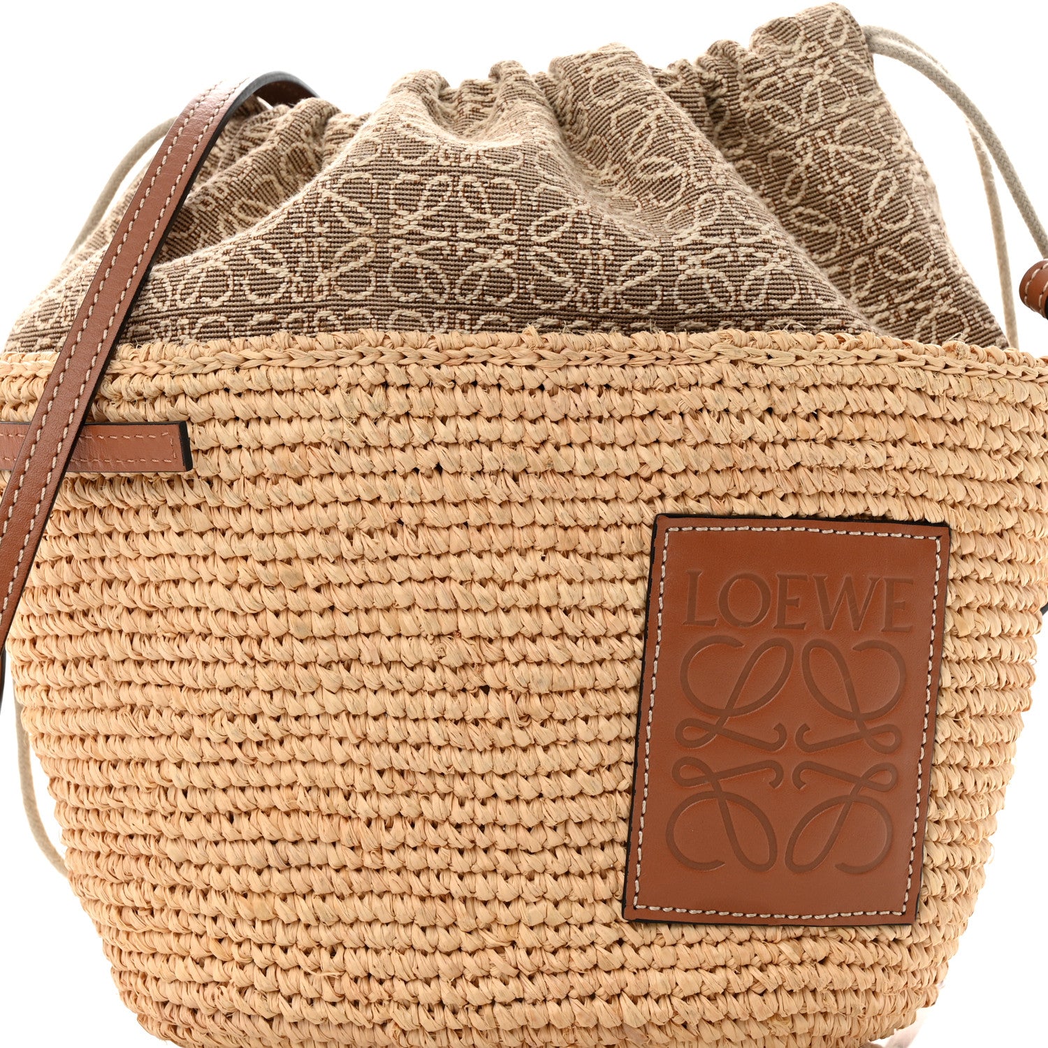 Loewe Calfskin Raffia Bucket Bag Natural Tan 8 of 10