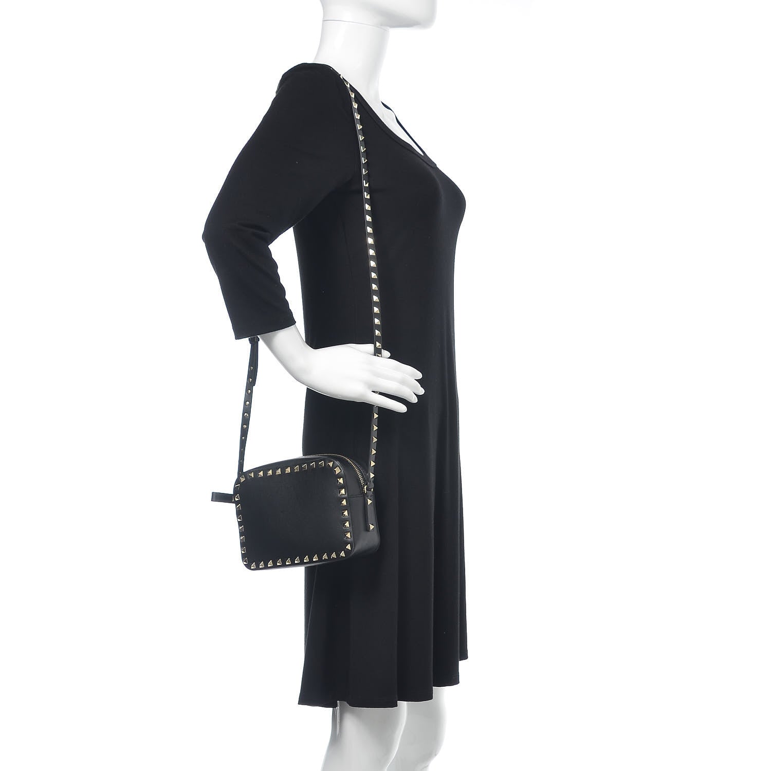 Valentino Garavani Calfskin Rockstud Camera Crossbody Bag Black 2 of 10