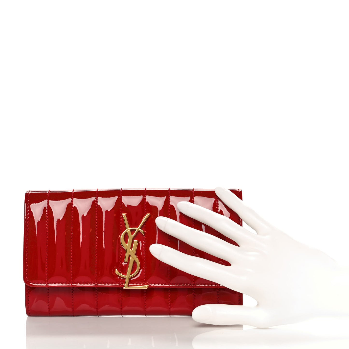 Patent Calfskin Matelasse Monogram Large Vicky Continental Wallet Rouge Eros