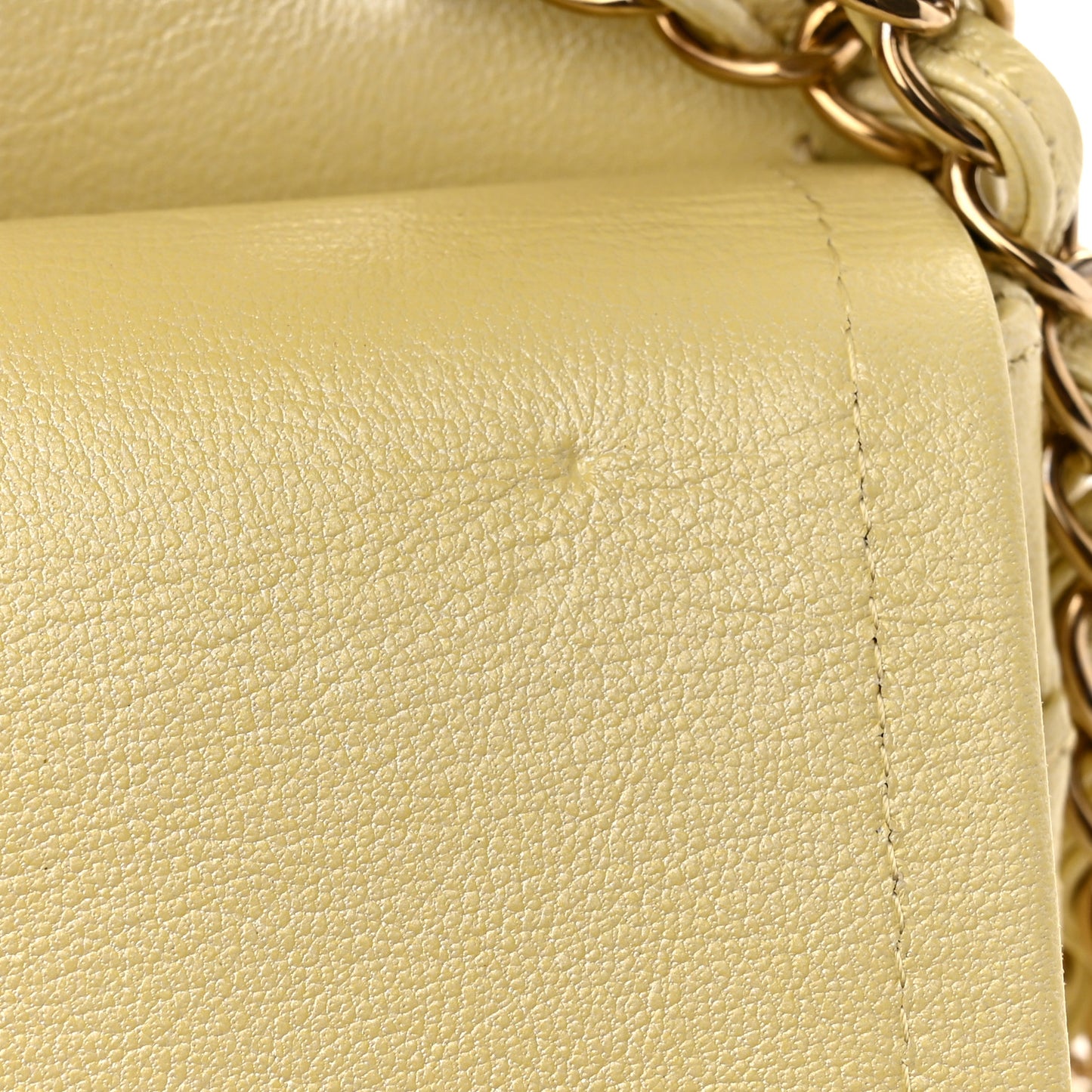 Cloudy Pearly Goatskin Quilted Medium Double Flap Light Yellow