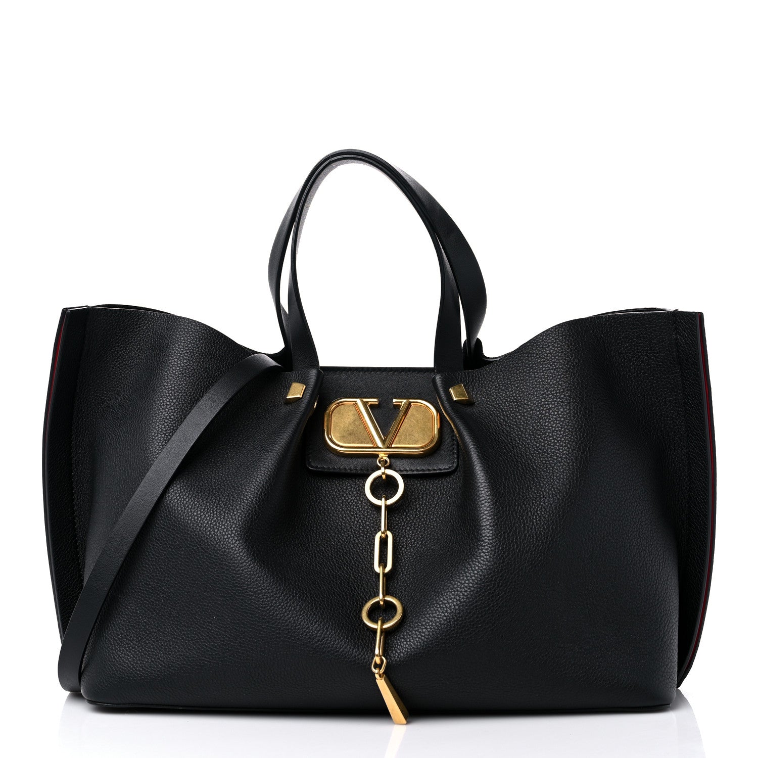 Valentino Garavani Grainy Calfskin Medium VLogo Escape Shopper Black 3 of 11