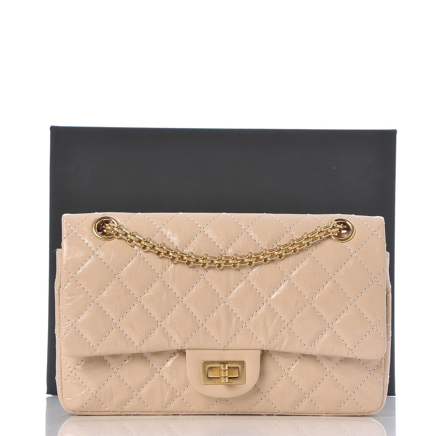 Distressed Calfskin Quilted 2.55 Reissue 225 Flap Beige