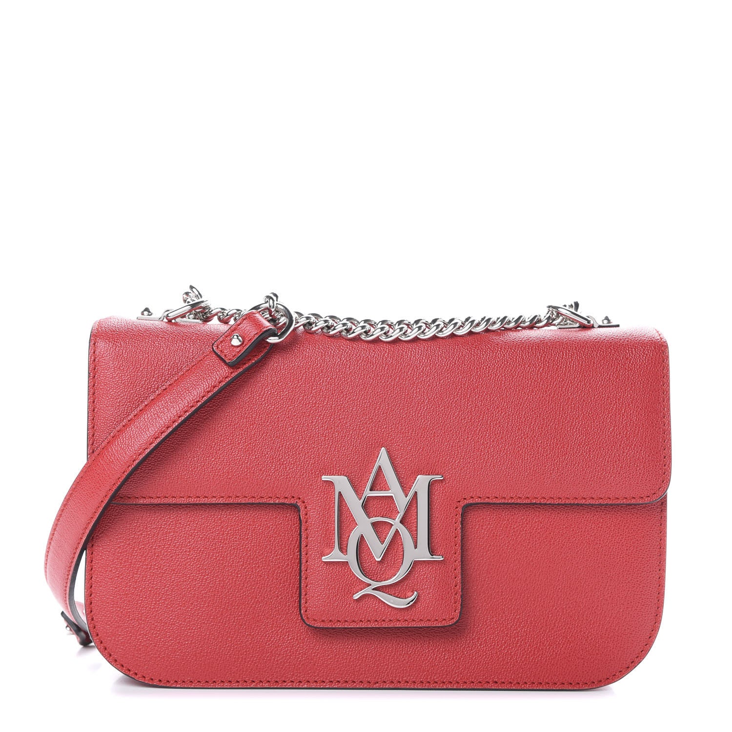 Alexander McQueen Grained Calfskin Medium Insignia Flap China Red 1 of 9