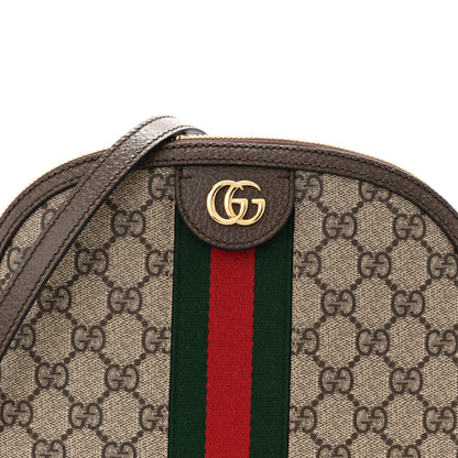 Gucci GG Supreme Monogram Textured Dollar Calfskin Web Small Ophidia Dome Shoulder Bag Beige Ebony New Acero Brown 8 of 10
