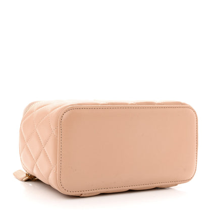 Chanel Lambskin Quilted Small Top Handle Vanity Case With Chain Beige 4 of 10