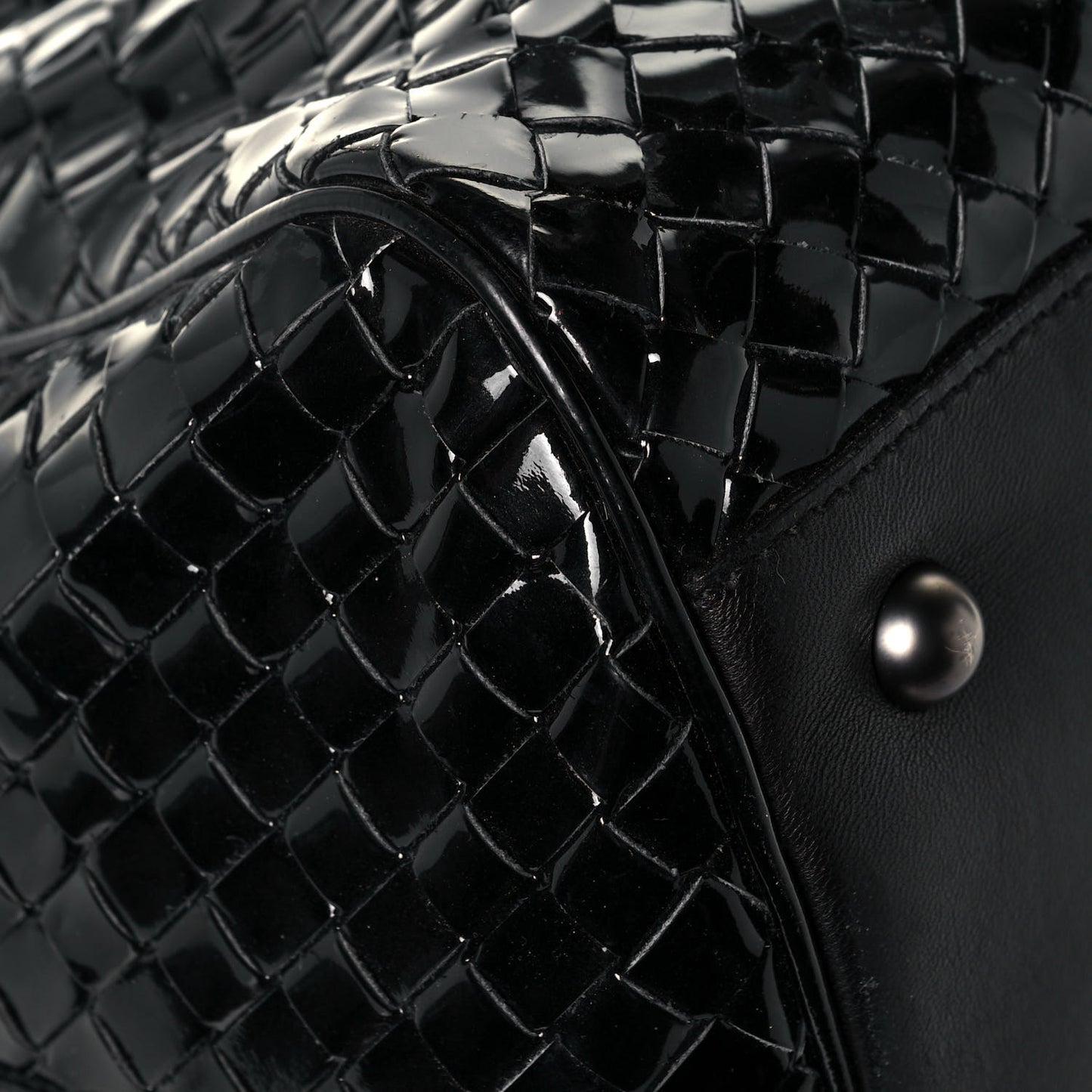 Patent Nappa Intrecciato Satchel Black