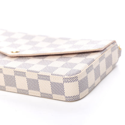 Louis Vuitton Damier Azur Pochette Felicie Chain Wallet Rose Ballerine 6 of 9
