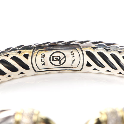 David Yurman Sterling Silver 18K Yellow Gold Diamond 10mm Waverly Bracelet 4 of 4