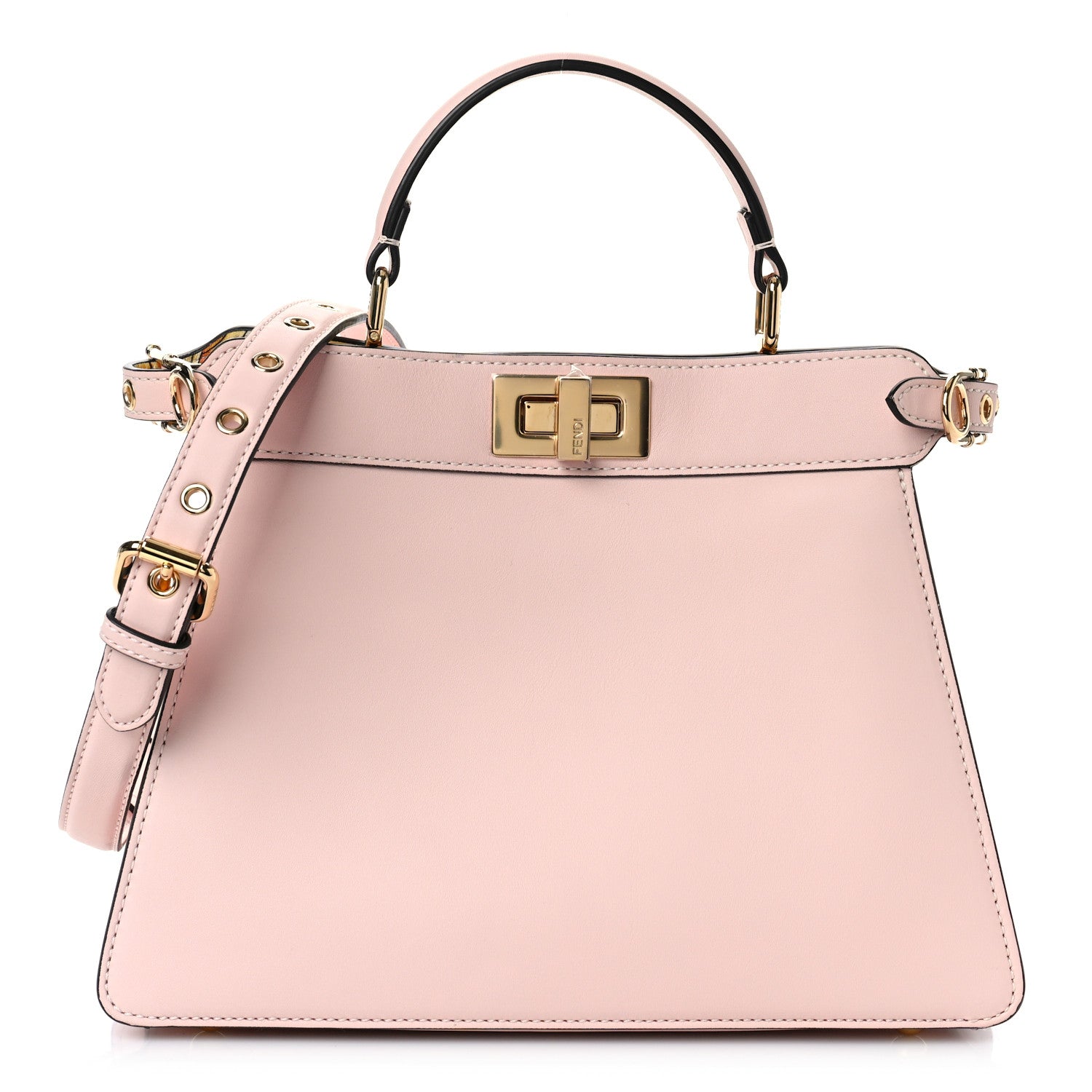Fendi X VERSACE Vitello Seta Nappa Fendace FF Baroque Small Peekaboo I SEE U Satchel Rosa Confetto White Gold 1 of 10