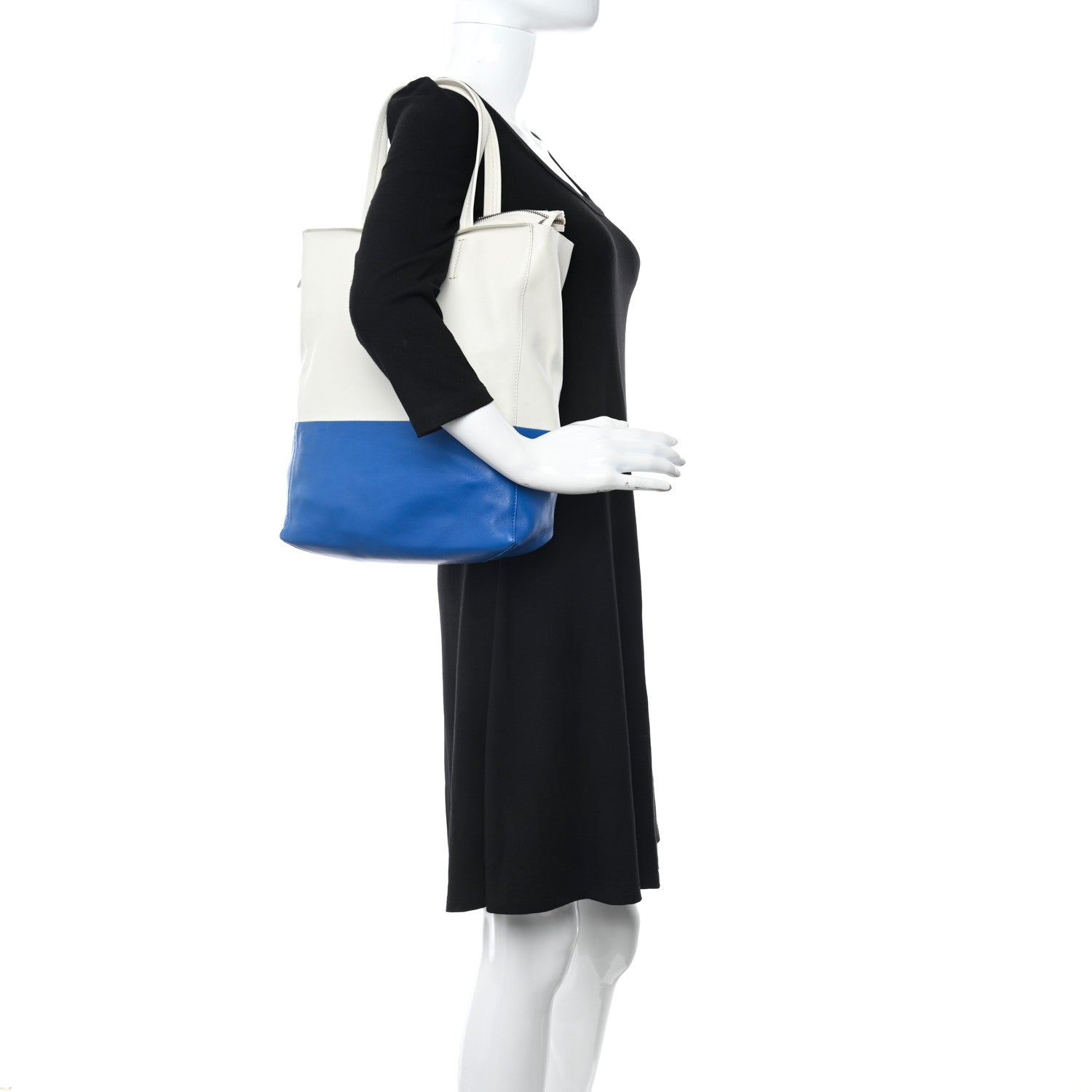 Celine Smooth Lambskin Small Vertical Bi-Cabas White Blue 2 of 9