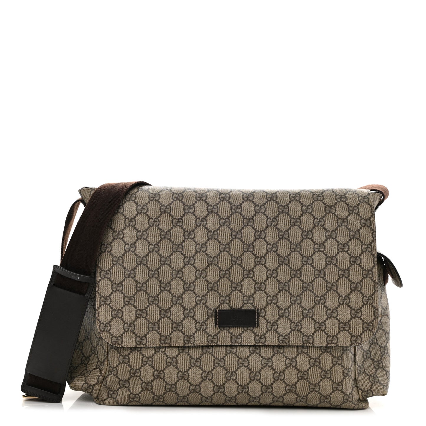 GG Plus Monogram Messenger Diaper Bag Dark Brown