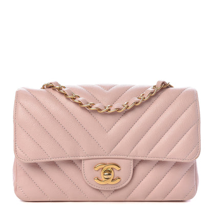 Chanel Calfskin Chevron Quilted Mini Rectangular Flap Light Pink 1 of 11