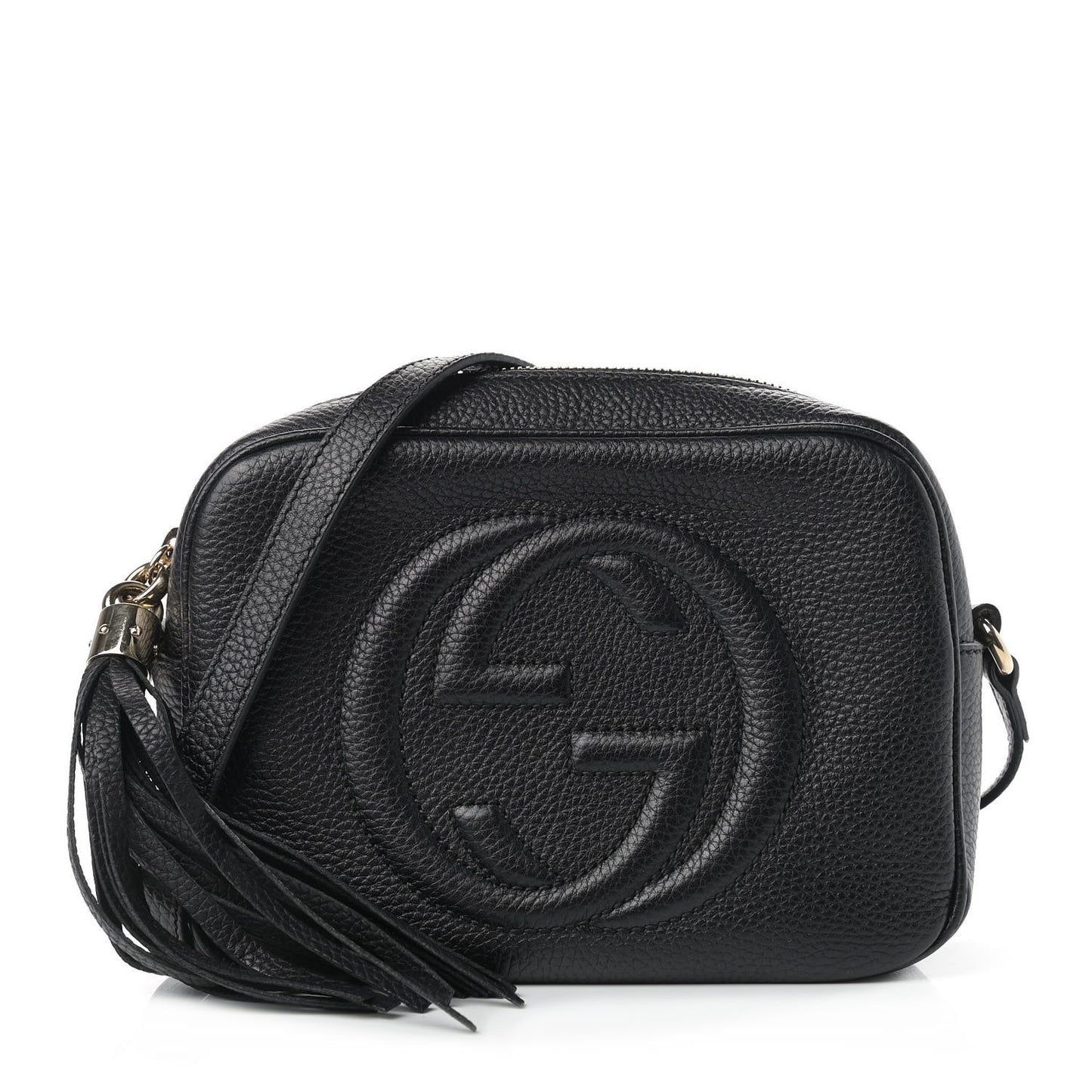 Pebbled Calfskin Small Soho Disco Bag Black