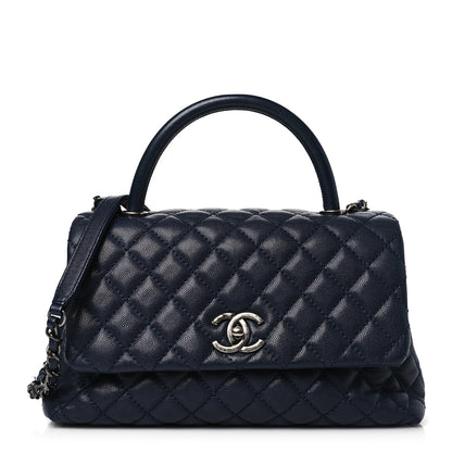 Chanel Caviar Quilted Small Coco Handle Flap Navy 1 of 13
