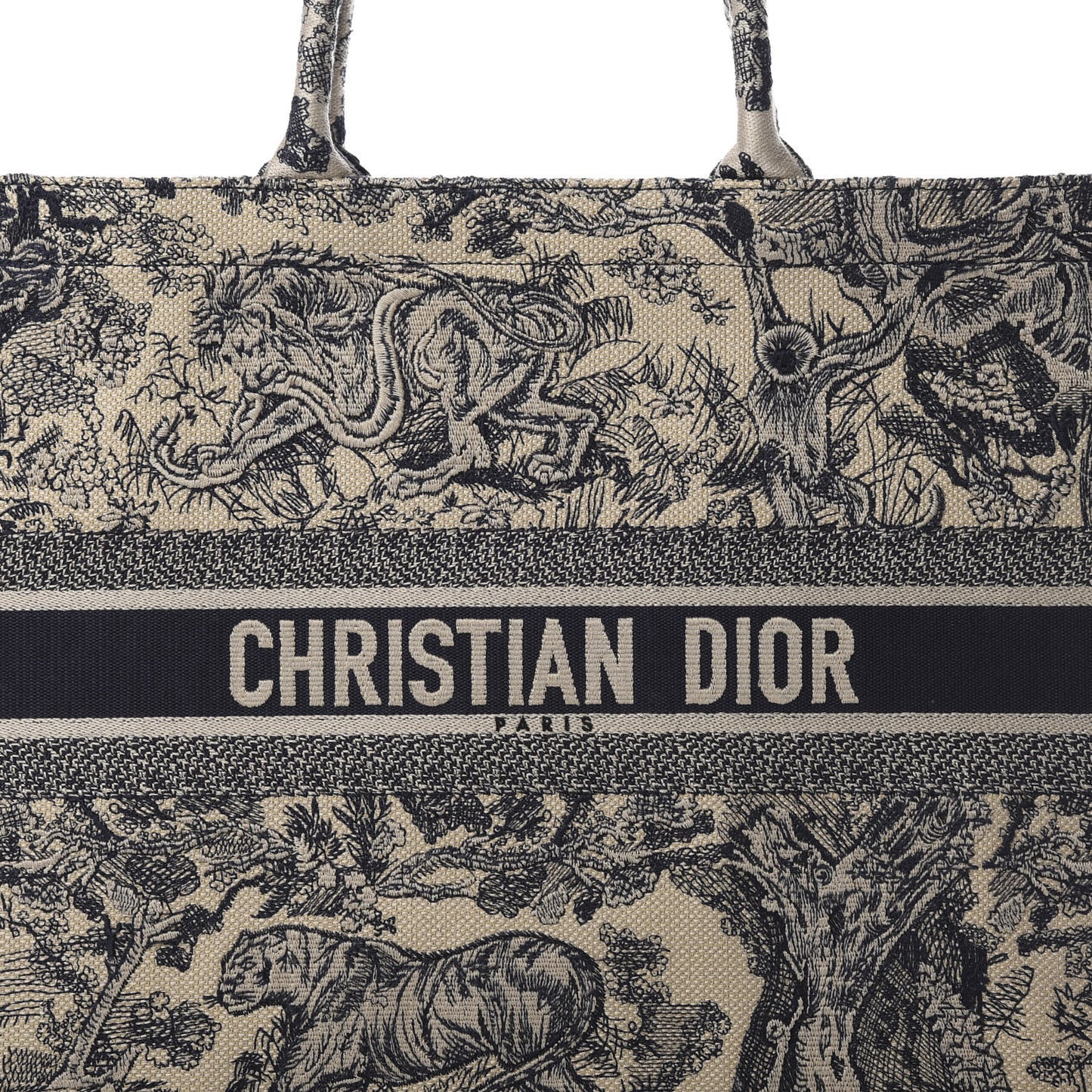 Canvas Embroidered Large Dioriviera Toile De Jouy Book Tote Black