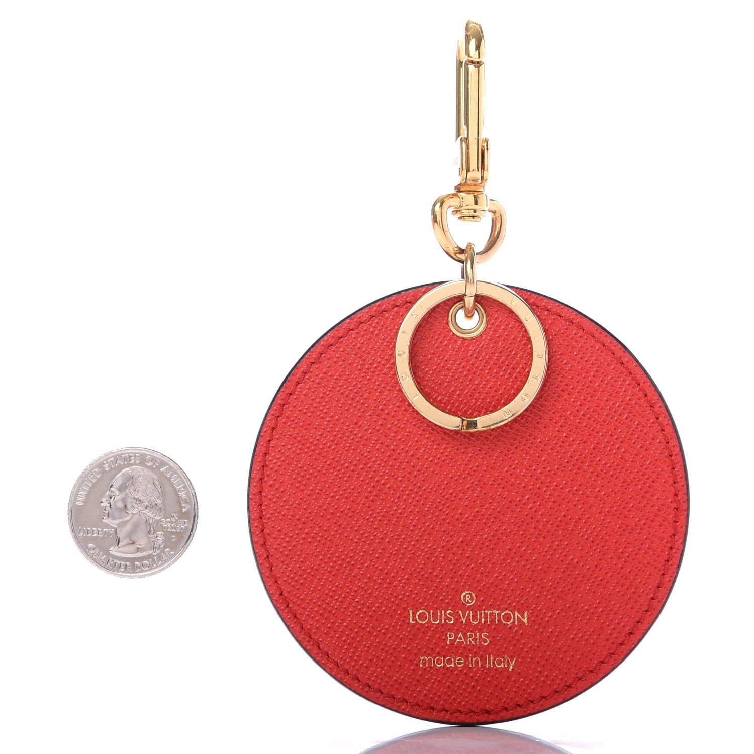Louis Vuitton Calfskin Monogram Check Bag Charm Key Holder Red 2 of 4