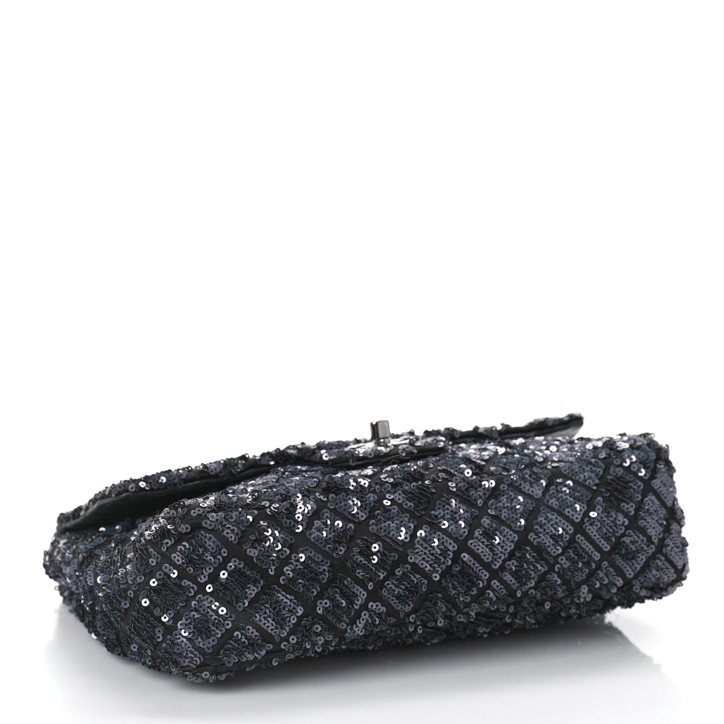 Satin Sequin Medium Classic Flap Grey