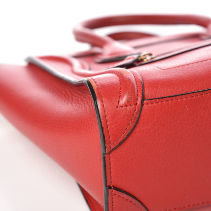 Celine Drummed Calfskin Nano Luggage Coquelicot 8 of 23