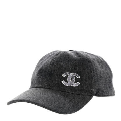 Chanel Cotton Sequin CC Cap Hat Black 1 of 8