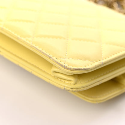 Chanel Lambskin Quilted Trendy CC Wallet On Chain WOC Yellow 12 of 24