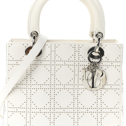 Christian Dior Lambskin Studded Cannage Medium Lady Dior White 8 of 10