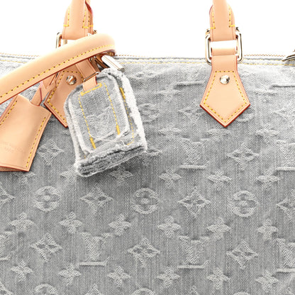 Louis Vuitton Monogram Denim Speedy Soft 30 Washed Gray 7 of 9