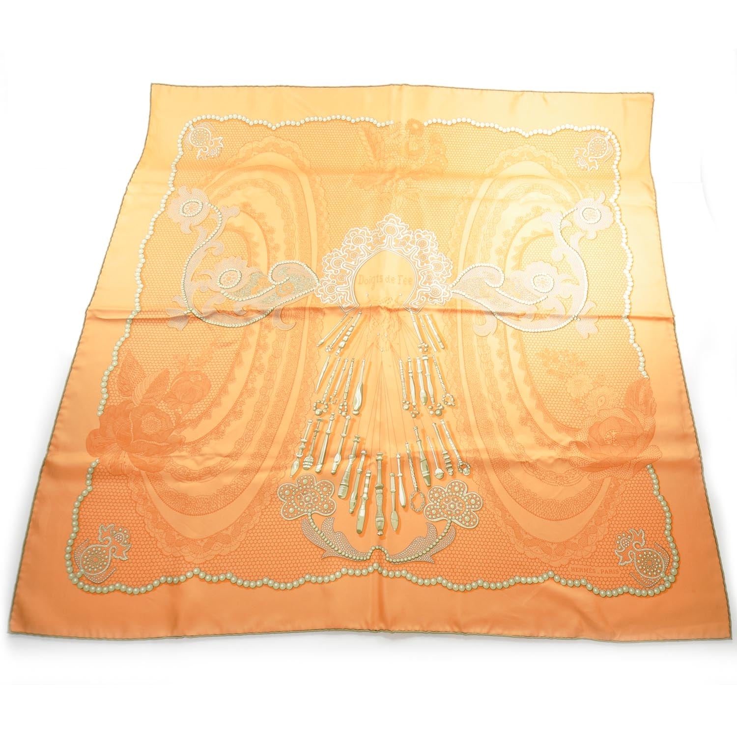 Hermes Silk Doigts de Fee Scarf 90 Orange 2 of 7