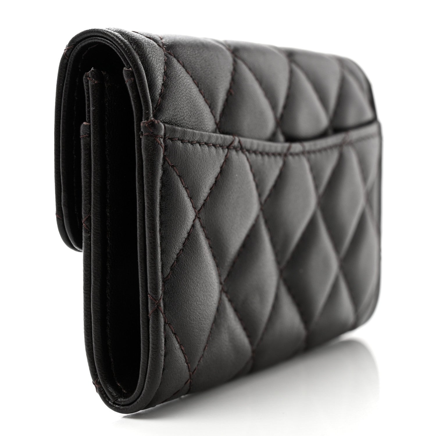 Chanel Lambskin Quilted Flap Card Holder Dark Brown 3 of 8