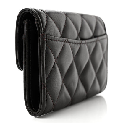 Chanel Lambskin Quilted Flap Card Holder Dark Brown 3 of 8