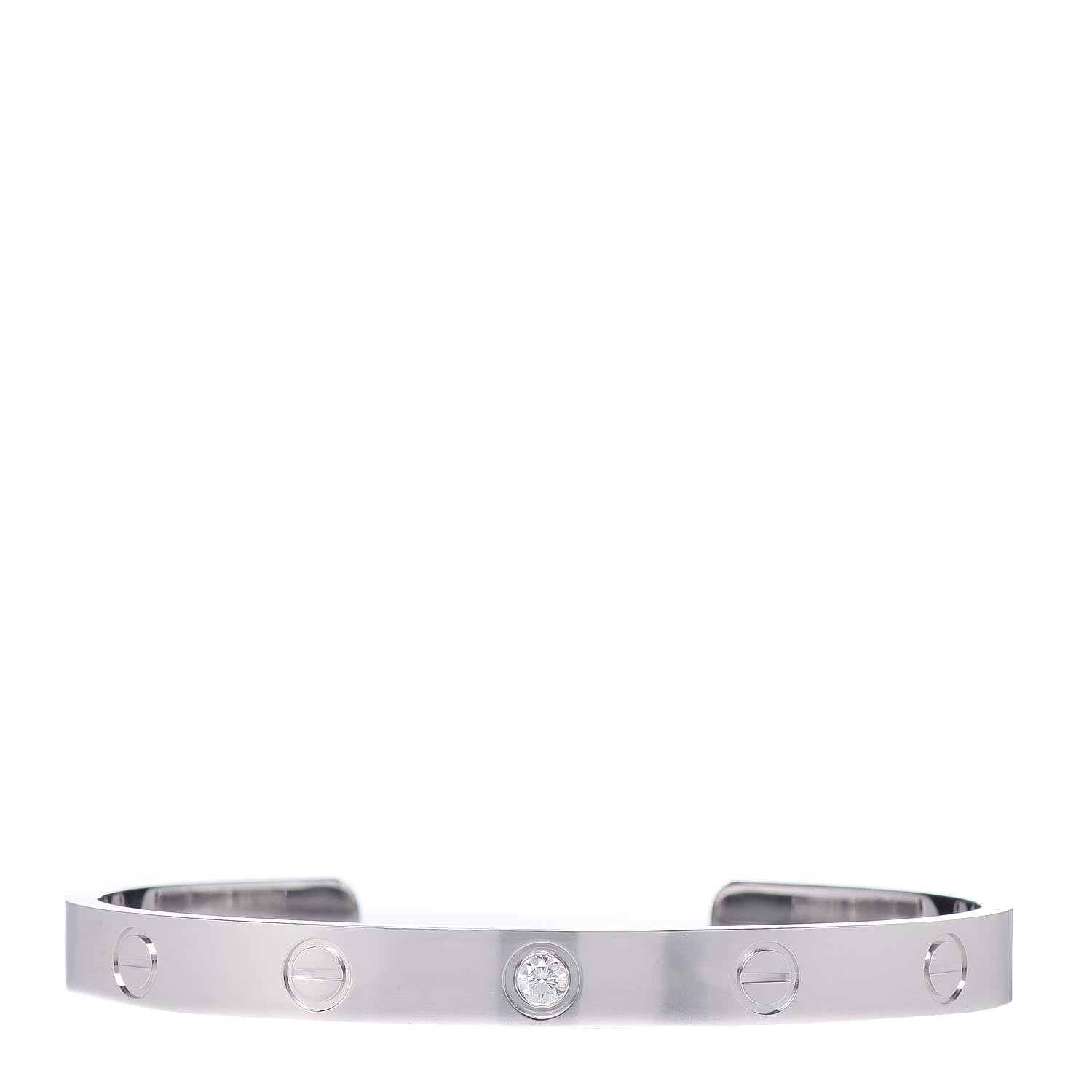 Cartier 18K White Gold 1 Diamond LOVE Cuff Bracelet 17 1 of 5