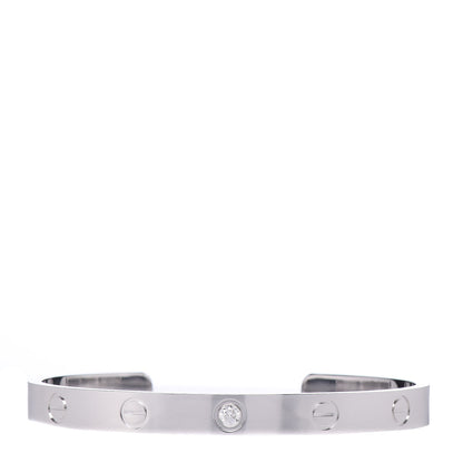 Cartier 18K White Gold 1 Diamond LOVE Cuff Bracelet 17 1 of 5