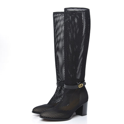 Christian Dior Calfskin Empreinte Resille High Boots 37.5 Black 3 of 8