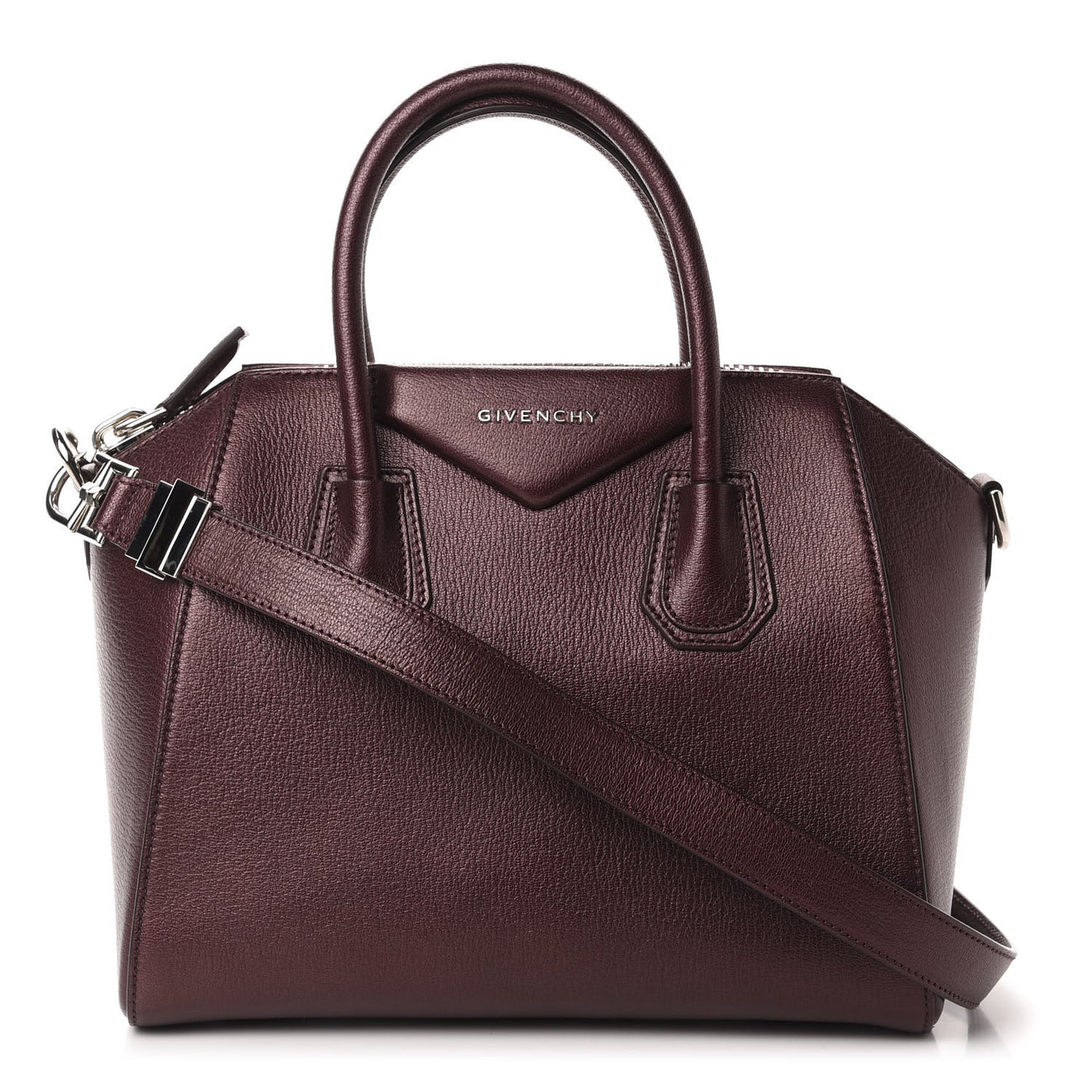 Metallic Sugar Goatskin Small Antigona Oxblood