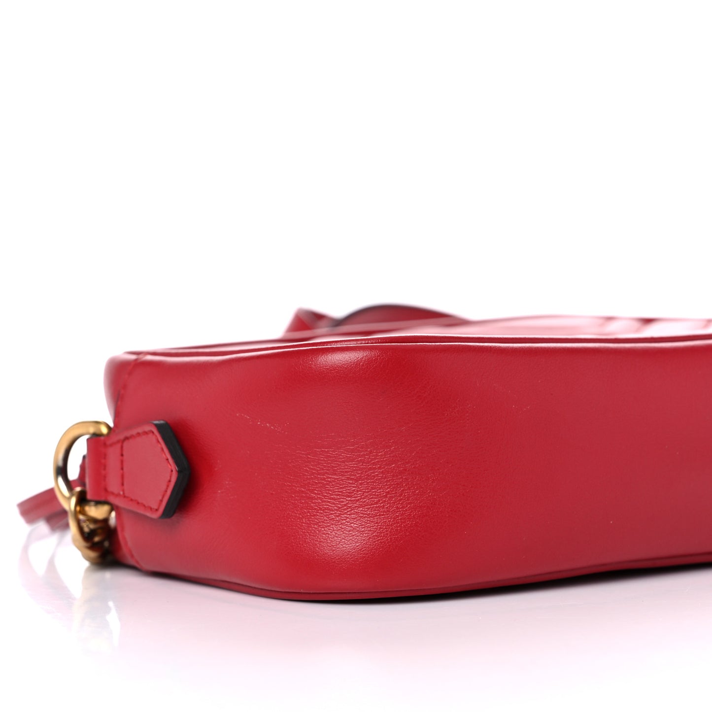 Calfskin Matelasse Mini GG Marmont Chain Shoulder Bag Hibiscus Red