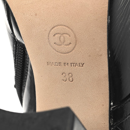 Chanel Crackled Calfskin Chain CC Short Boots 38 Black 8 of 10