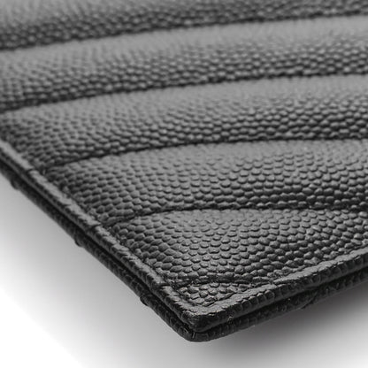 Saint Laurent Grain De Poudre Chevron Monogram Bill Pouch Black 7 of 8