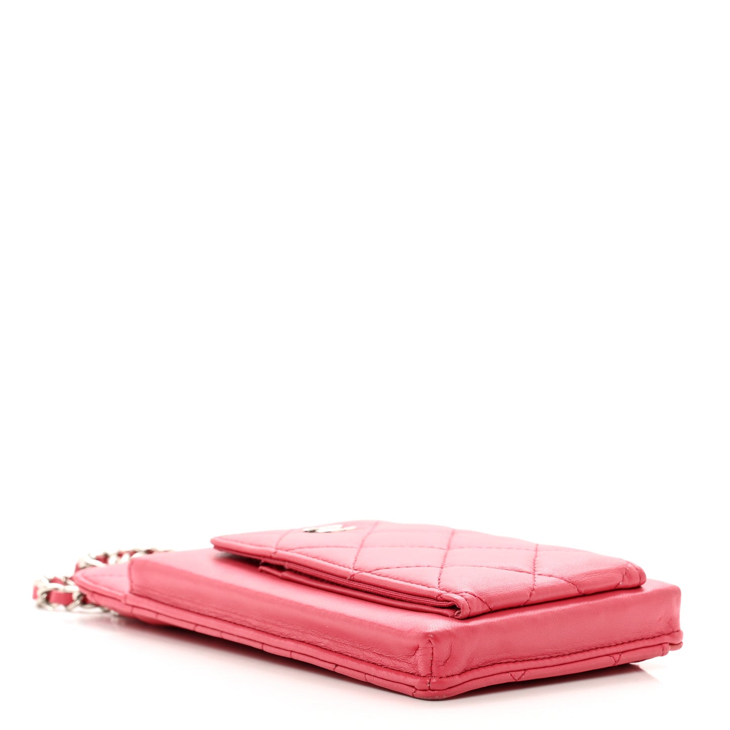 Lambskin Quilted Phone Chain Clutch Bag Pink