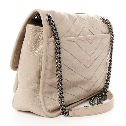 Saint Laurent Crinkled Calfskin Matelasse Monogram Medium Niki Chain Satchel Light Taupe 3 of 11