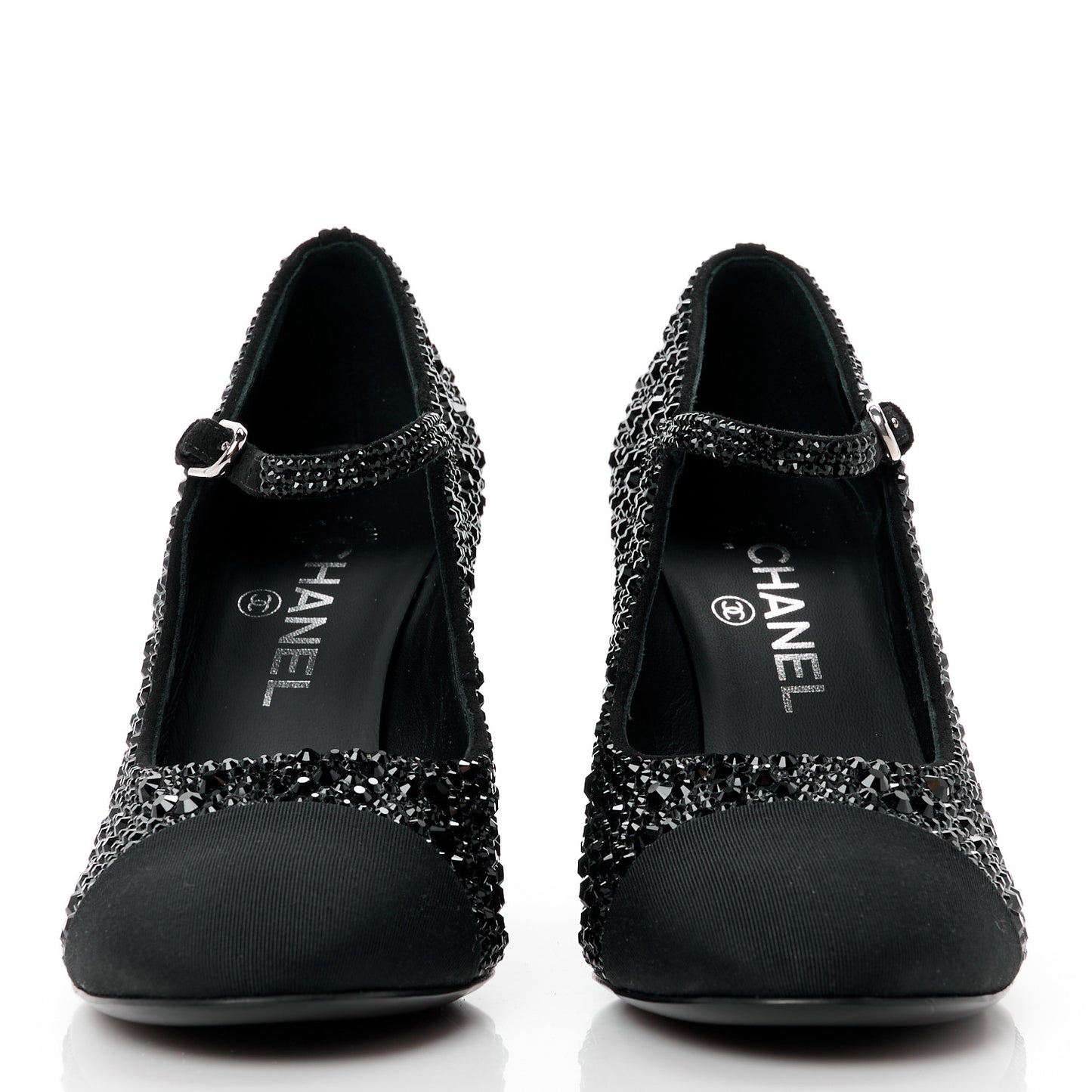 Strass Pearl Grosgrain Cap Toe Pumps 38 Black